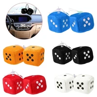 hot sale stylish 2pcs car styling fuzzy dice dots rear view mirror hanger decoration auto accessories interior car ornaments