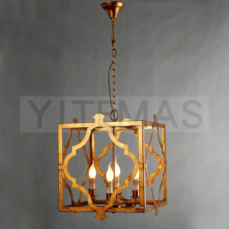 Винтажный подвесной светильник в стиле ретро антикварная Золотая лампа с
