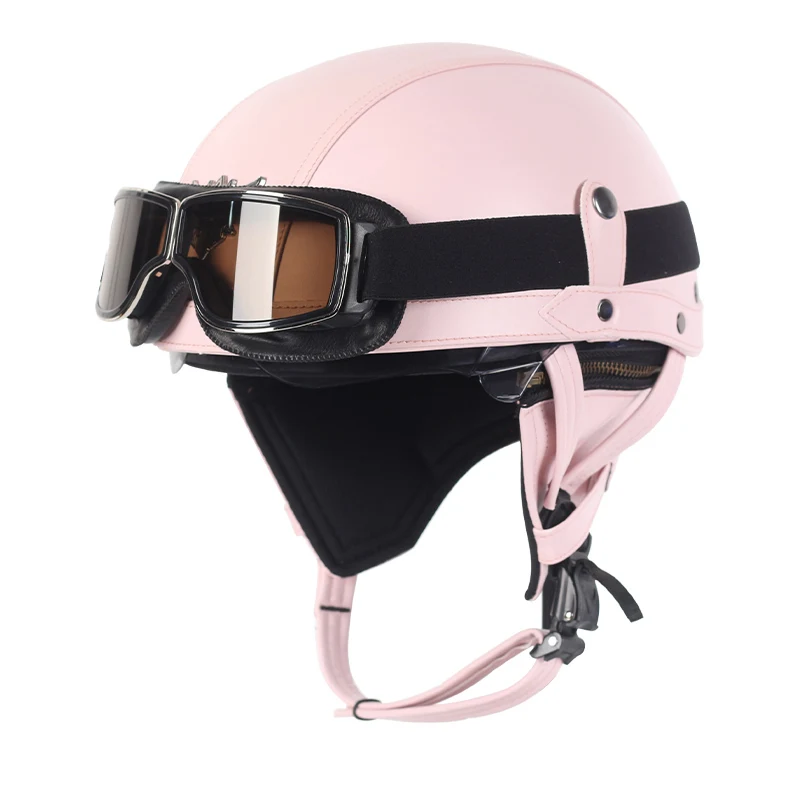 2021 полулицевой мотоциклетный шлем кожаный винтажный Casco полушлем с открытым