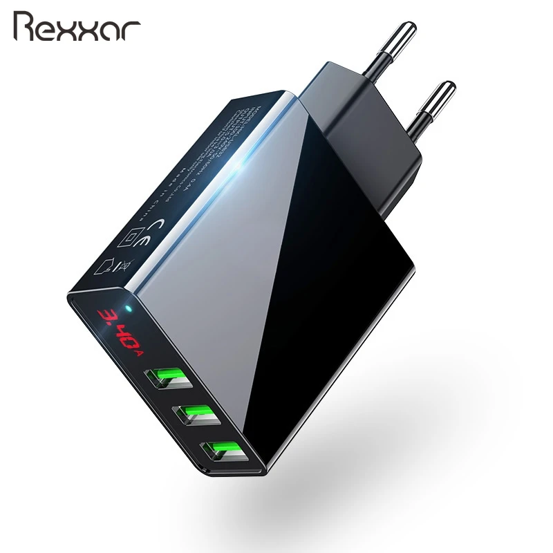 3 порта USB зарядное устройство светодиодный дисплей 3A мобильный телефон Быстрая