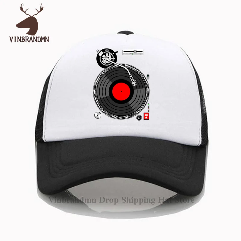 Funny Vinyl record Baseball caps DJ Turntable Death Metal Music hat humor Heavy Metal Hip Hop Bucket hats Hipster harajuku hats