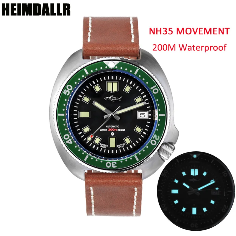 Мужские наручные часы для дайвинга Heimdallr с сапфировым стеклом 44 мм черный