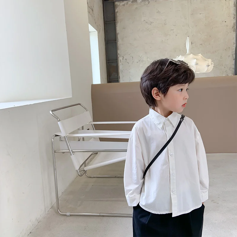 

Boys Spring Autumn All-match 3 Colors Cotton Shirts Long Sleeve Base Loose Tops