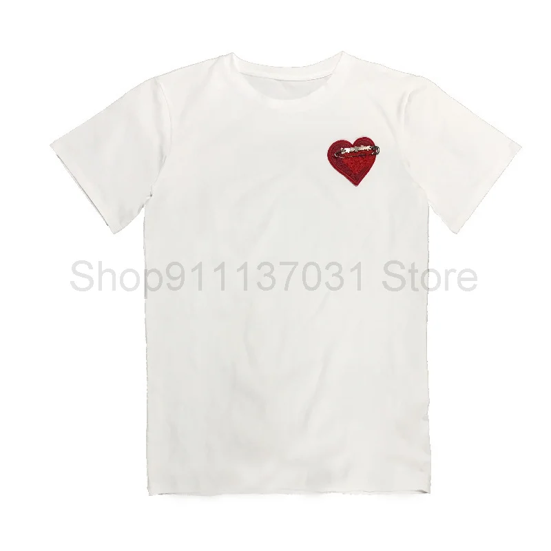 

2021 pin three dimensional embroidery love 2021 T shirt short sleeve T shirt female loose wind couple tops