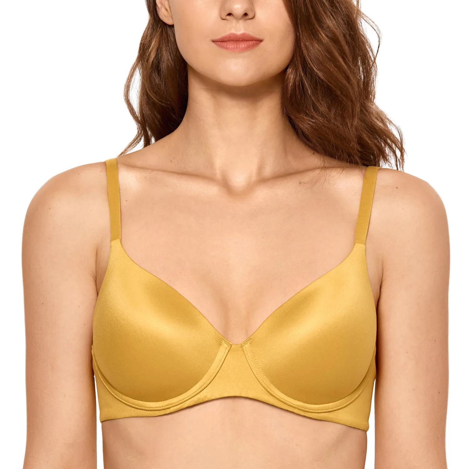 Mustard08 DOBREVA женские цветочные кружева каждый день слегка мягкий полный охват Бюстгальтеры на косточках - Цвет: Mustard08