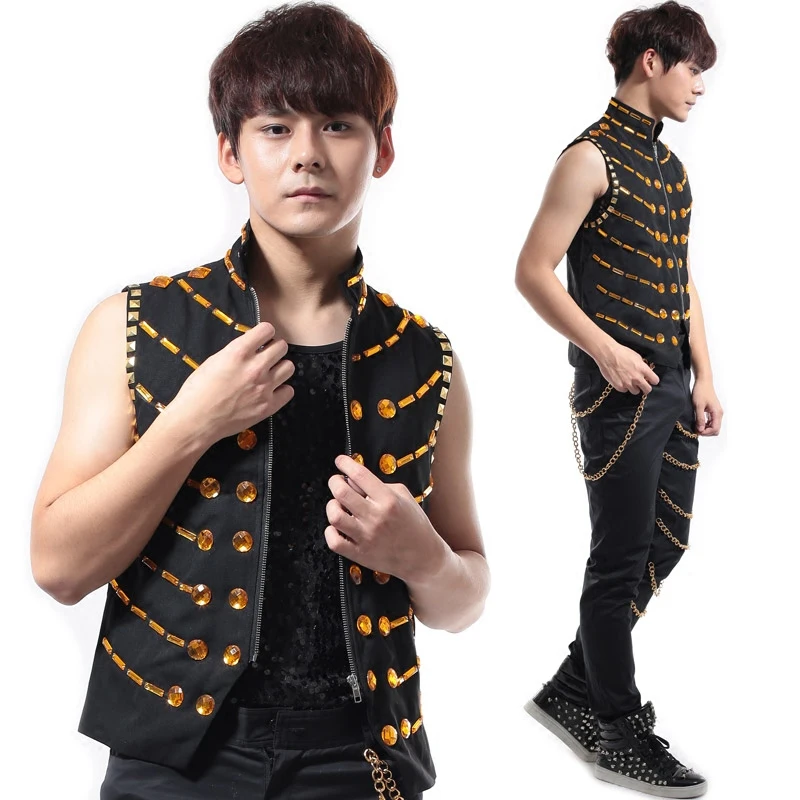 Мужской жилет в стиле панк рок DS мужской с блестками костюм без рукавов
