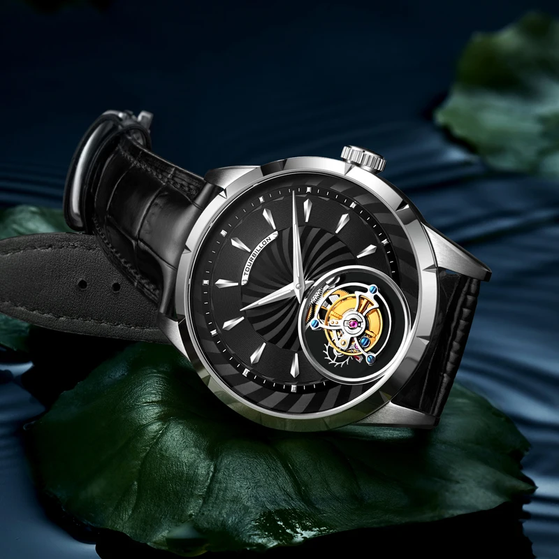 Часы наручные GUANQIN с турбийоном механические водонепроницаемые брендовые