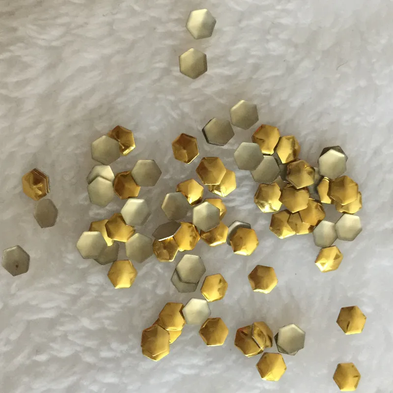 Шестиугольные золотые металлические 3D украшения для ногтей своими руками 500