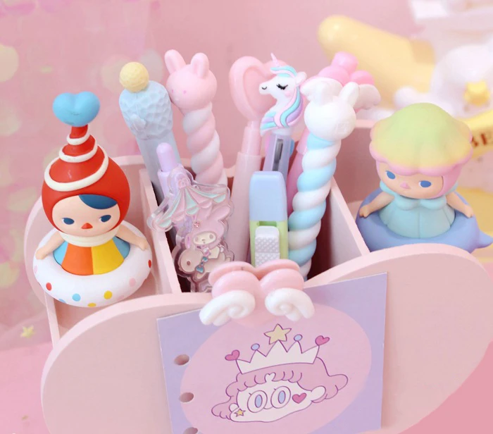 1 шт. милая розовая любовь настольная Kawaii коробка для хранения кистей макияжа