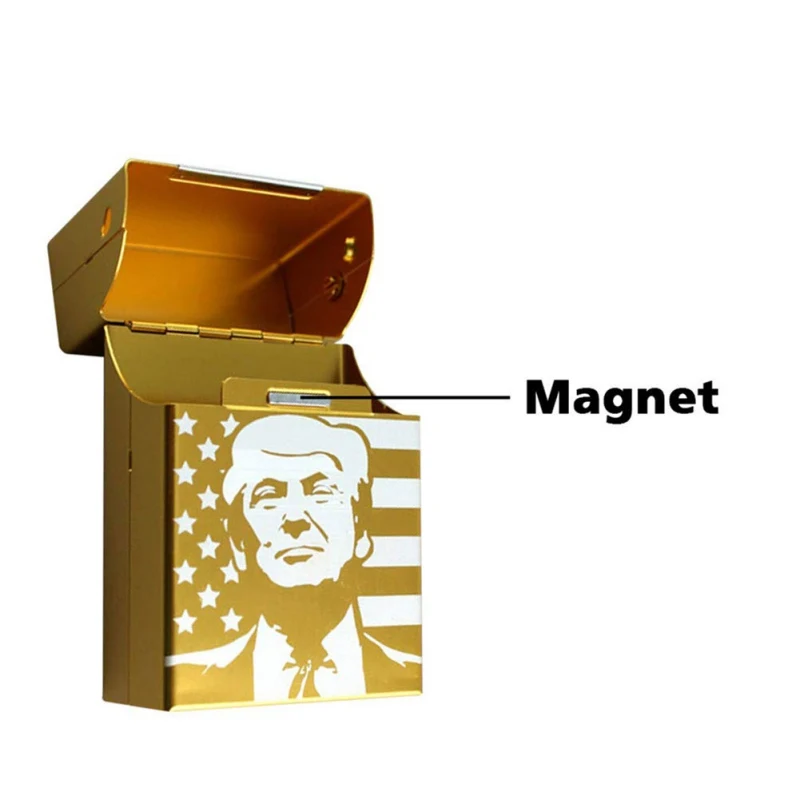 

1PC Trump Smoking Cigarettes Aluminum Cigarette Case Cigar Pocket Storage Gift Car Ornaments 2020