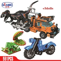 erbo 551pcs capture dinosaur catching truck jurassic world park figures building blocks bricks education toys for children gifts