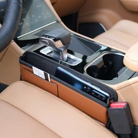 leather new car crevice storage box interior decoration front seat gap middle phone card pocket holder organizer bag accessories