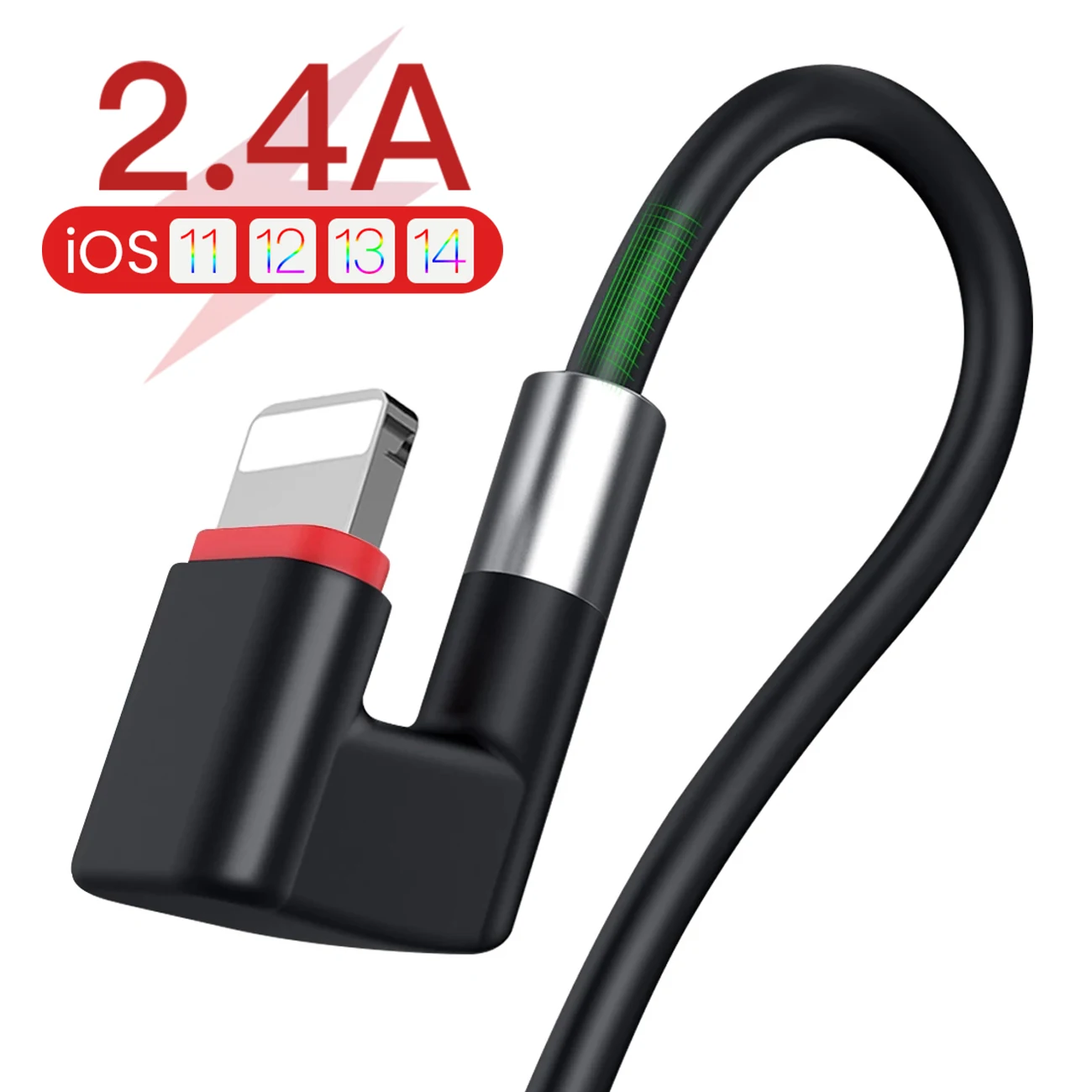 

180 Degree USB Cable For iPhone 12 11 X XS Max 8 7 6 5 s 6s Plus For iPad 2.4A Charging Charger Mobile Phone Data Cord 1m