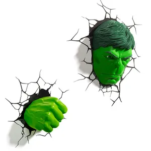 3D Настенный светодиодный светильник Халк Marvel, креативный декор, ночник Marvel Мстители для рождества, подарок для детской спальни, работает от батареи
