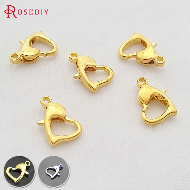 (C261) 40 штук 8 мм 10 золото Цвет латунь дельфин сердце застежки &quotЛобстер&quot сделай