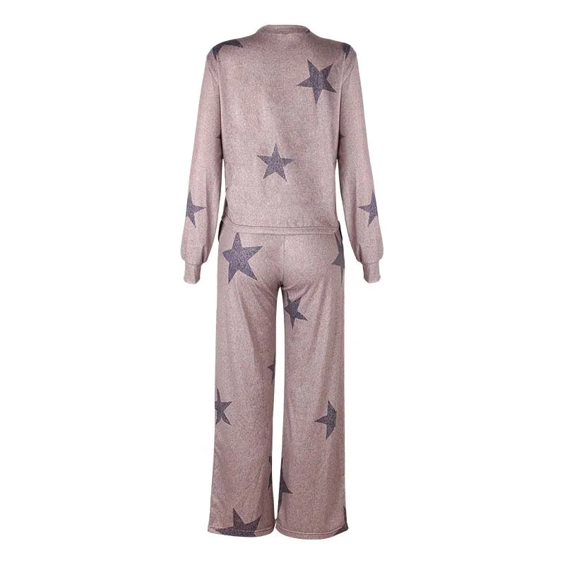 

Spring Print Pajamas Set Women Sleepwear Sets Home Suit Loose Lounge Wear Pjs Women Homewear Pajamas Sleeping