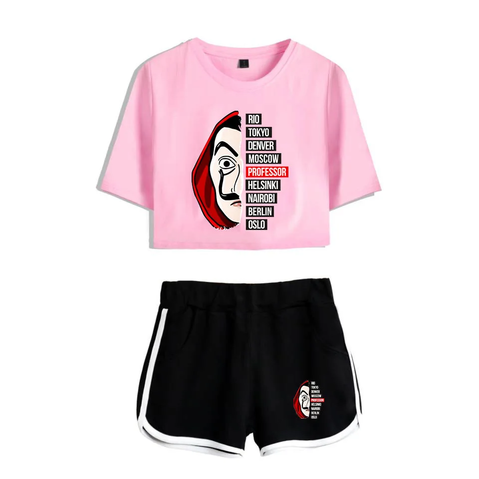la casa de papel t shirt short set cosplay costume women money heist t shirt tee house of paper graphic short sleeve sportswear free global shipping