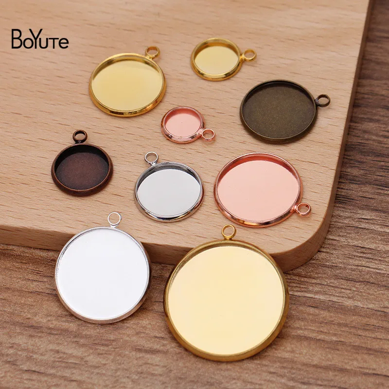 

BoYuTe (50 Pieces/Lot) Round 8MM 10MM 12MM 14MM 16MM 18MM 20MM 25MM Cabochon Base Settings Diy Blank Tray Pendant Base