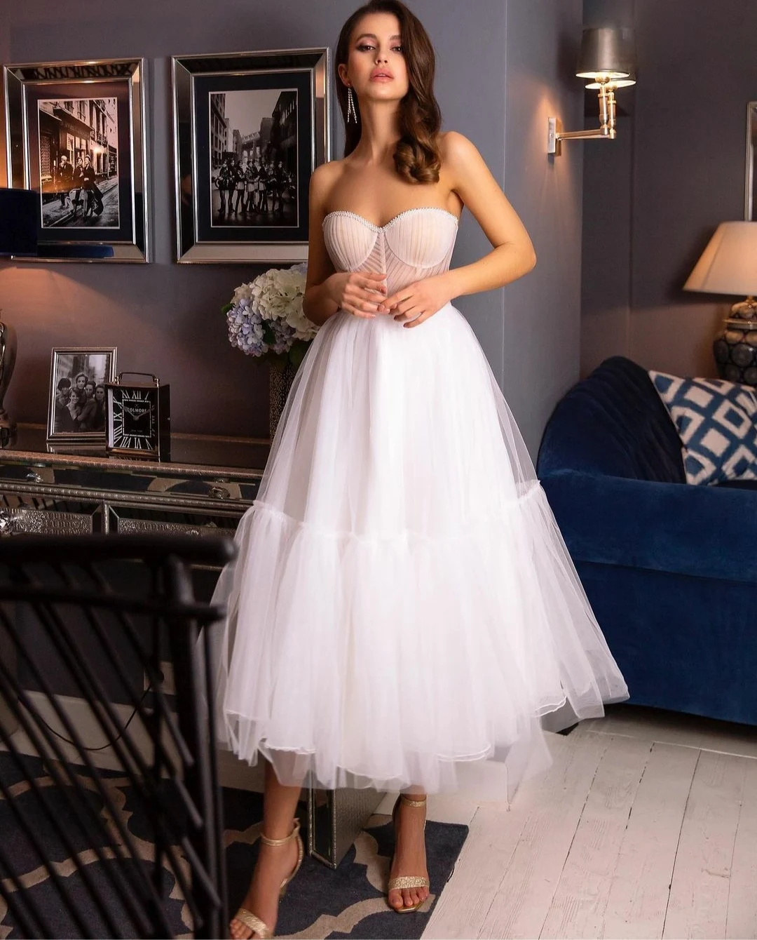 

Простые короткие свадебные платья без рукавов, трапециевидный корсет с бисером на спине, свадебное платье для женщин