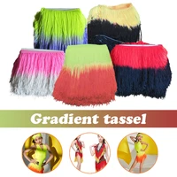 1 yard 20cm polyester gradient color long tassel fringe diy sew latin dance dress stage clothes accessories lace trim ribbon