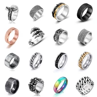 band gothic titanium black animal rings punk rock 316l stainless steel finger ring mens biker male jewelry