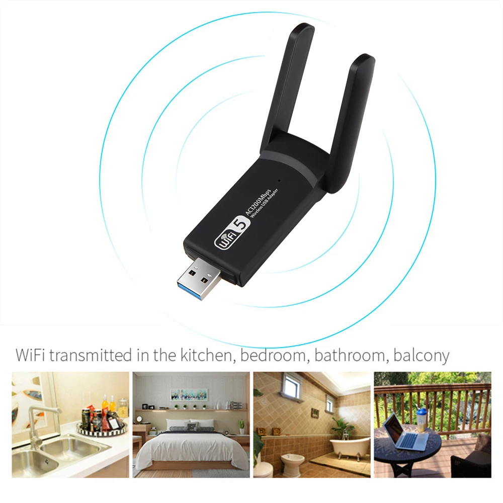 Kebidu беспроводная сетевая карта 5 ГГц 2 4 802.11ac антенный ключ USB адаптер 1200 Мбит/с RTL8812