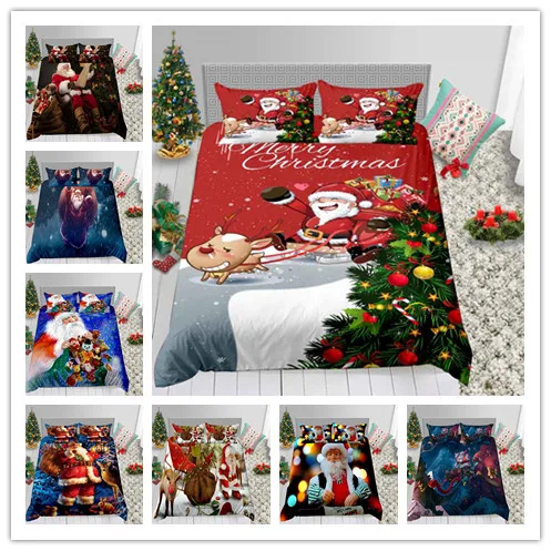 Счастливого Рождества Постельное белье 3D принт Санта Клаус пододеяльник близнец