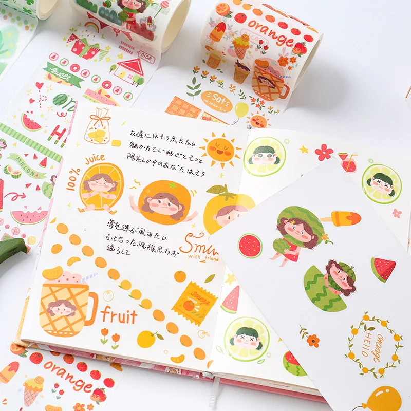 75 мм x 3 м PET милая девочка розовые фрукты прозрачная васи лента Маскировка