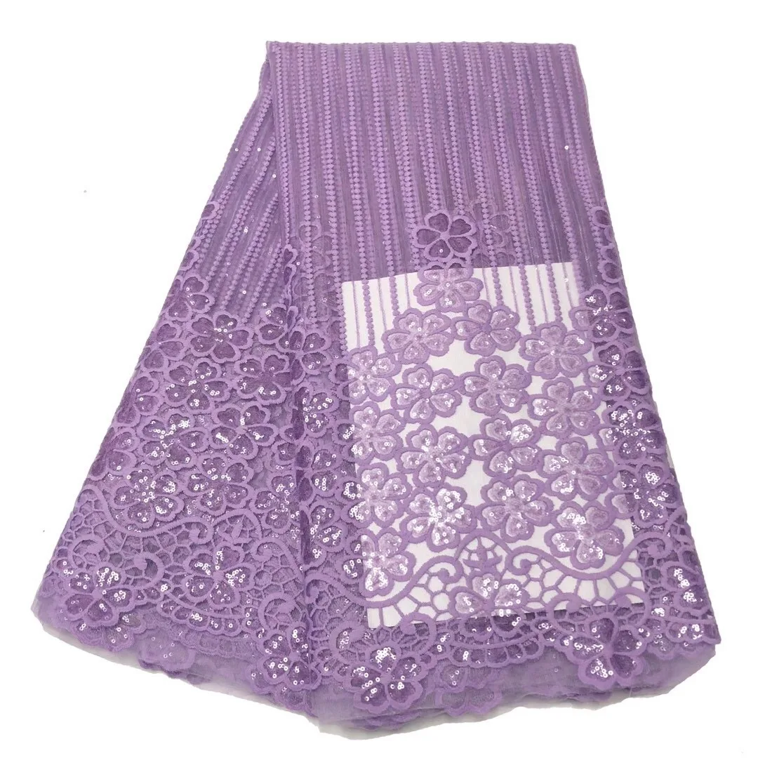 

Latest design French net lace New fashion mesh lace with sequins high quality wholesale price African cord lace
