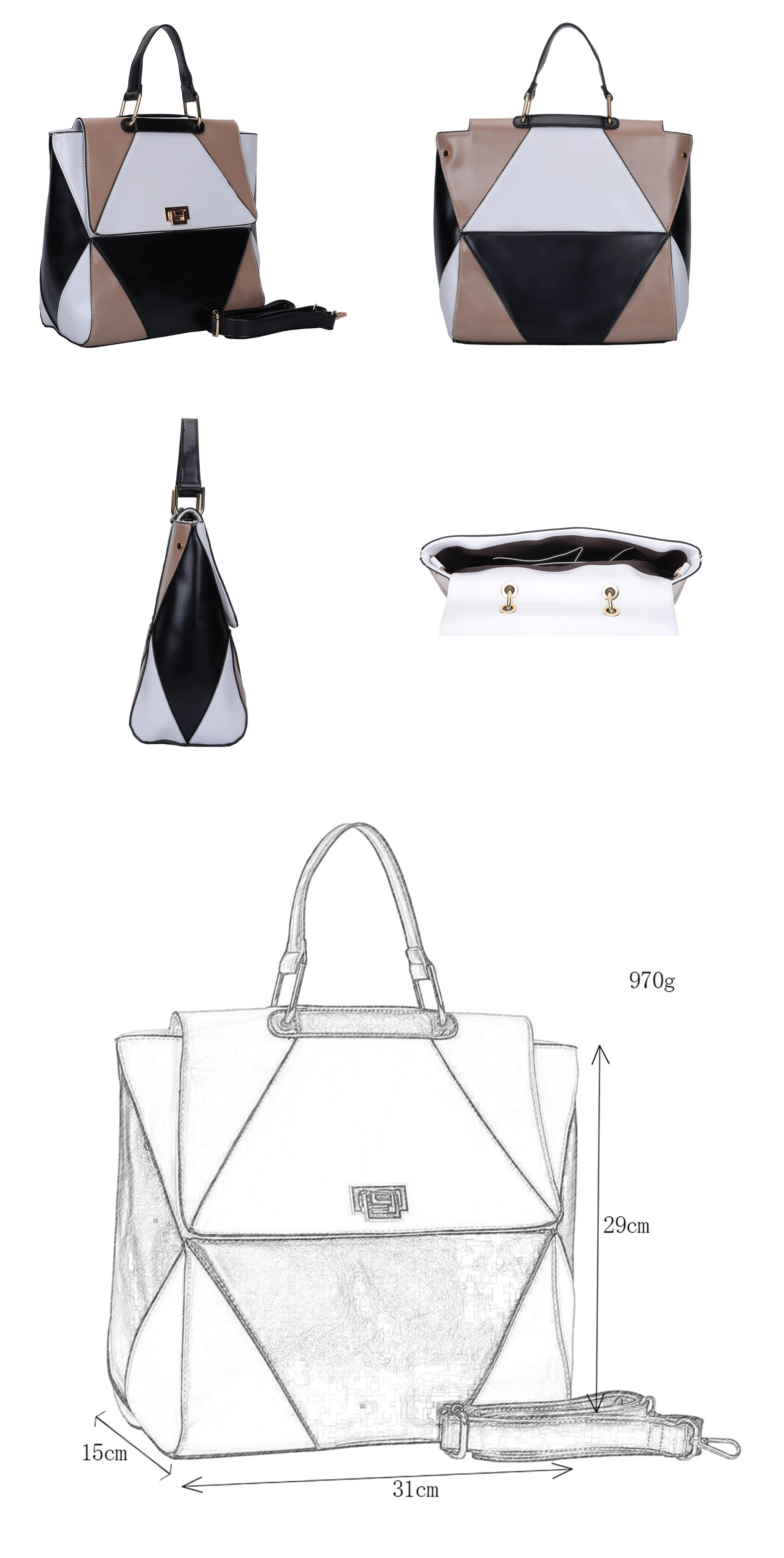 

Fashion Patchwork Color Stitching Design Woman Handbag Elegant Ladies Shoulder Bags High Quality Large Capacity Tote Bag