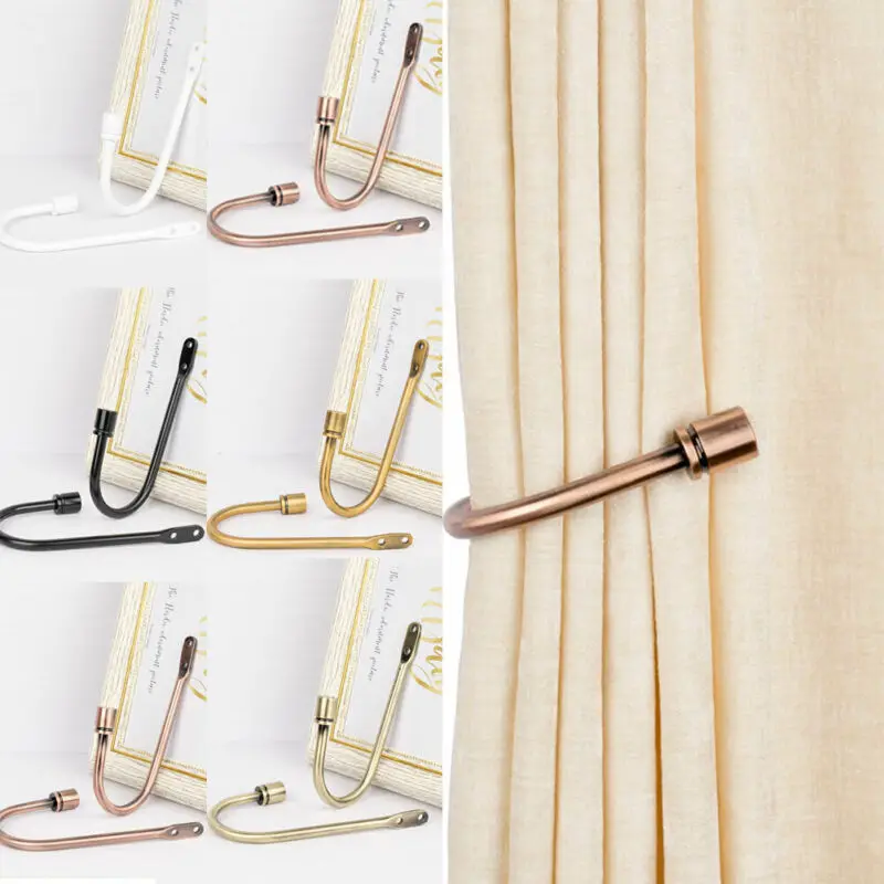 Металлический держатель для штор 1 шт. u-образный настенный крючок черный