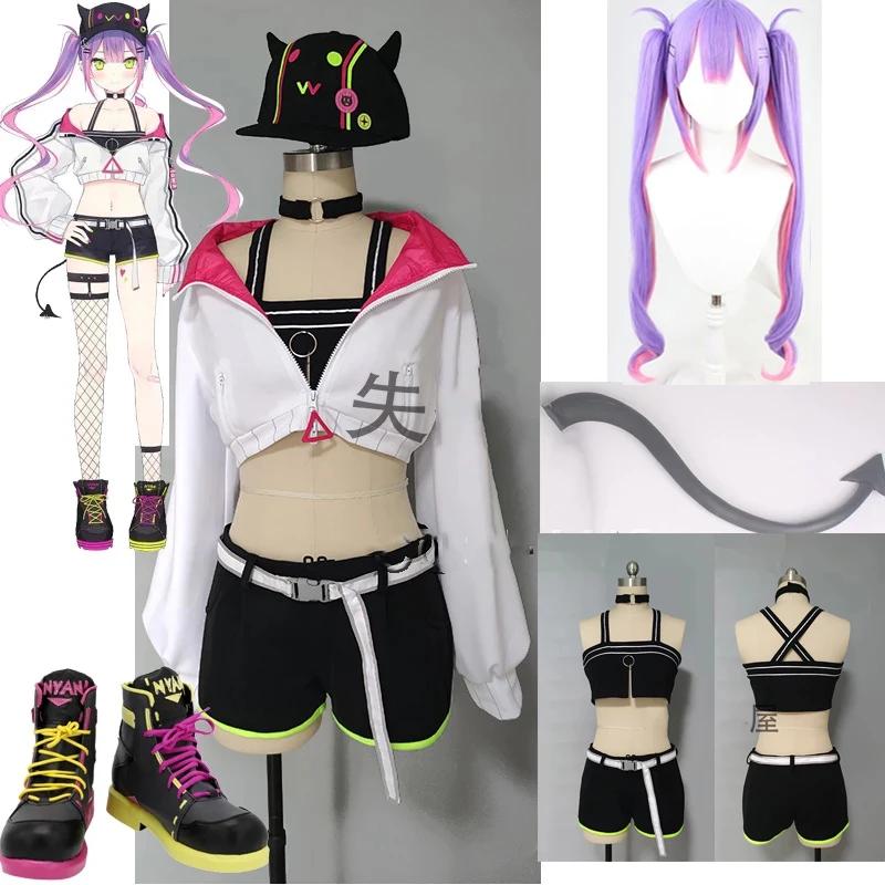 VTuber Hololive Tokoyami Towa спортивная форма Dailydress костюм Косплэй костюм «хвост русалки» парик обувь полный набор для Для женщин Хэллоуин Вечерние
