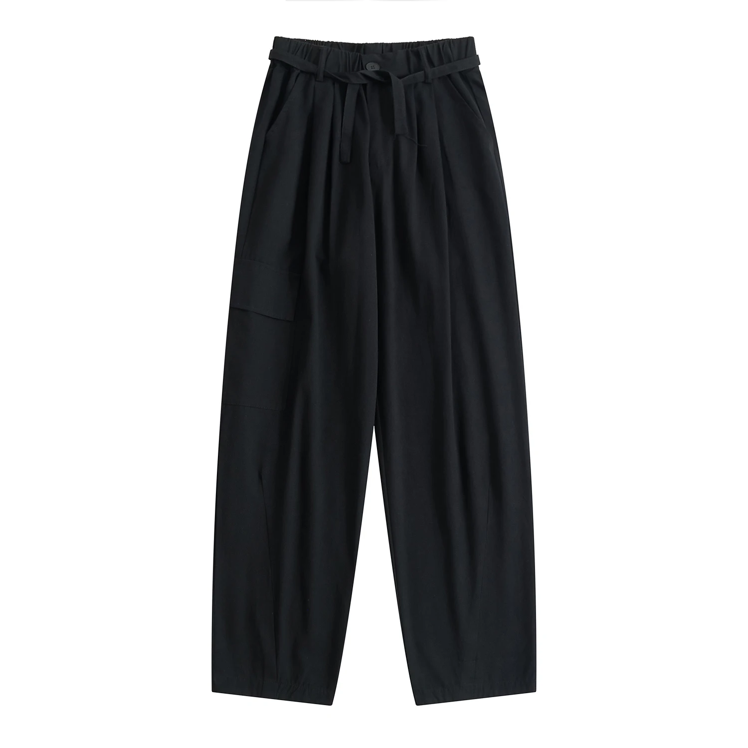 

Брюки женские хлопковые, черные, с высокой талией, на осень/зиму