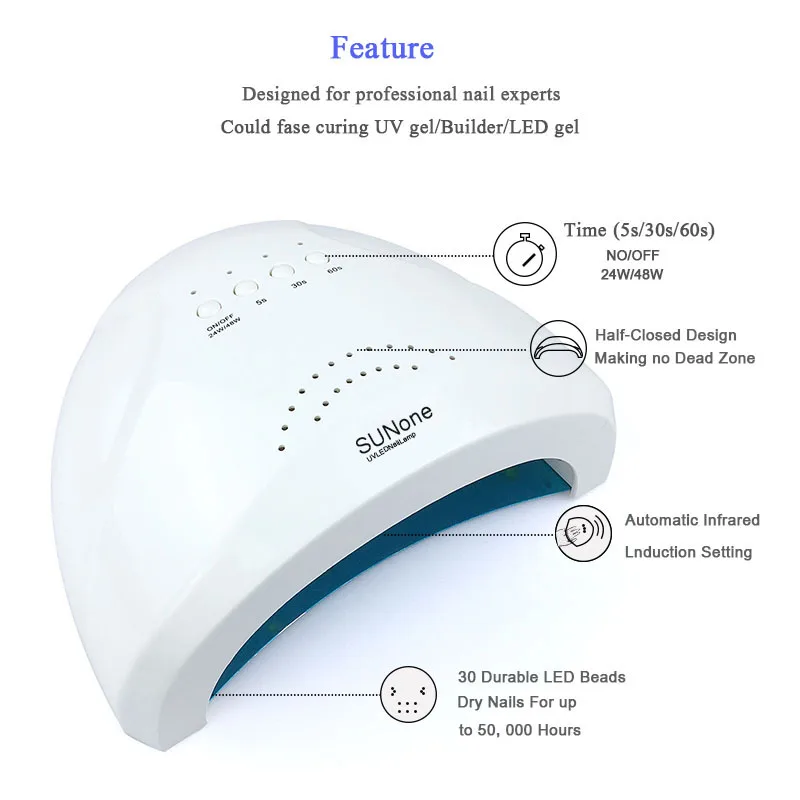 RainSolid SUNone 48 Вт УФ светодиодная лампа для сушки ногтей 30 светодиодов