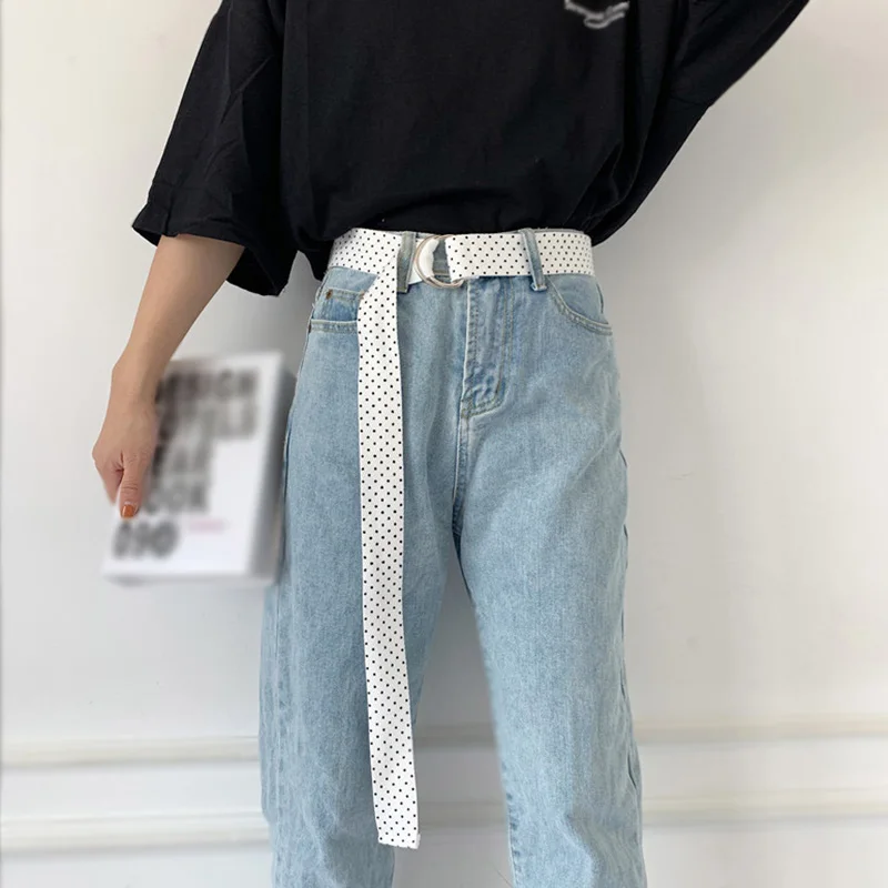 

Холщовый ремень унисекс, с принтом в горошек, с D-образным кольцом