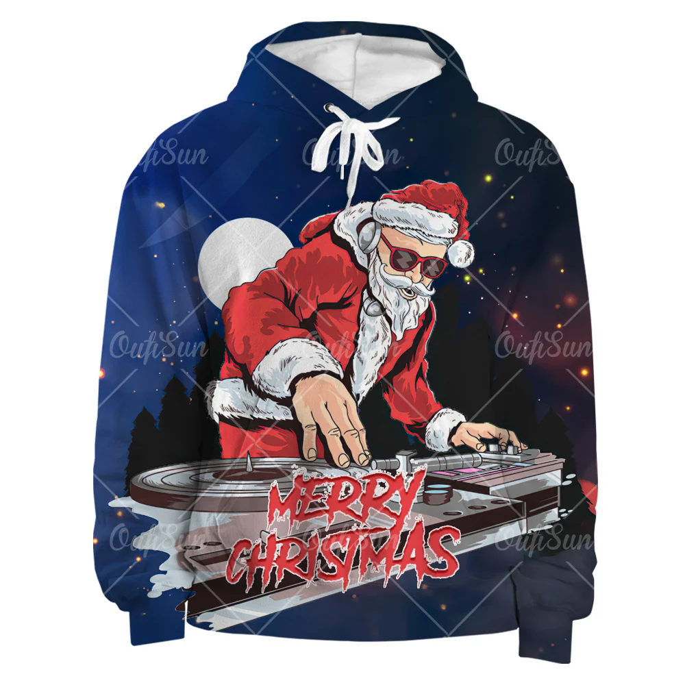 

Christmas Santa Print Oversized Hoodie Man Hoodie Autumn Funny Cartoon Women Sweatshirt Trendy Harajuku Hip Hop Hooded Jacket