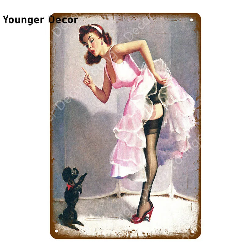 

Funny Sexy Lady Poster Car Airplane With Pin Up Girls Metal Signs Vintage Art Painting Craft Pub Bar Home Wall Decor YI-108