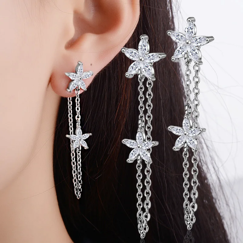 

Элегантные серьги-гвоздики с длинной кисточкой и искусственным цирконием AAA для женщин и девушек, ювелирные изделия для подарка, серьги из с...