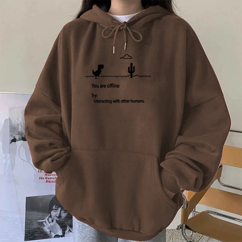 

Seeyoushy Harajuku Cartoon Dinosaur Letter Print Women Sweatshirt Hoodies Long Sleeve Vintage Casual Pullovers Streetwear Kpop