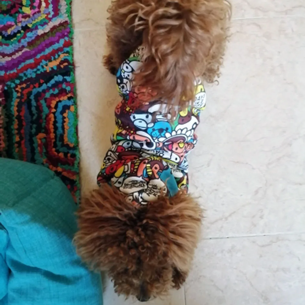 Теплая толстовка с капюшоном для собак пальто принтом животных куртка щенков