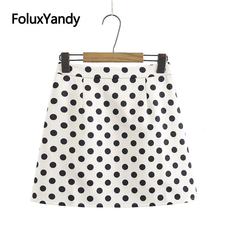 

Dot Fashion High Waist Skirt Women Plus Size XXXL 4XL Mini A-line Skirt Black White KKFY5511