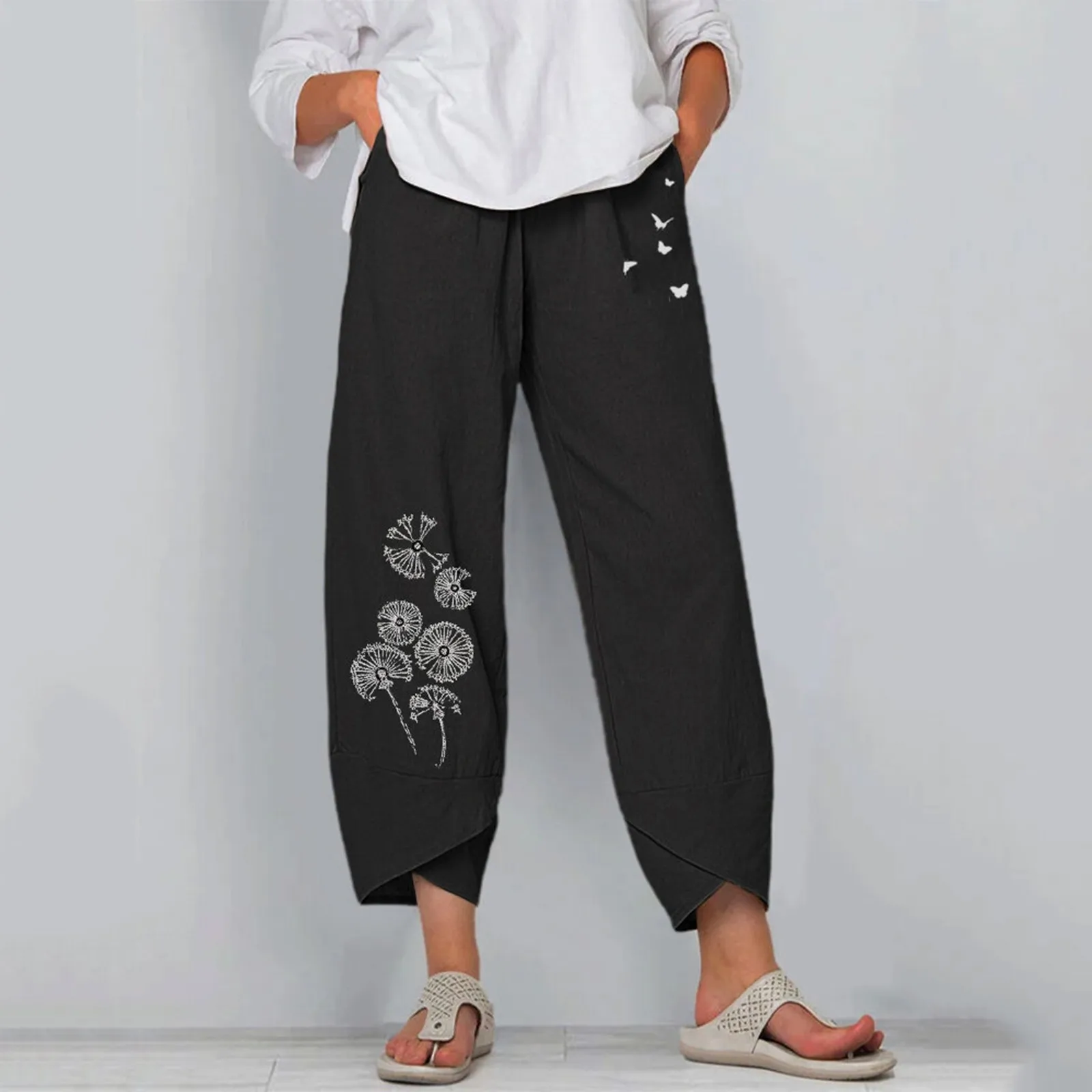 

Retro Abstract Pattern Printed Cotton Jumpsuit Women Sleeveless Strappy Bodysuit Romper 2021 Spring Summer Pocket Loose Playsuit