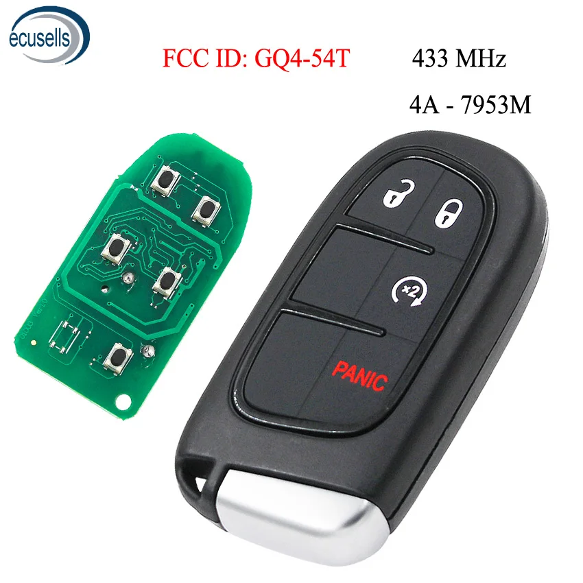 4/3+ 1 кнопка умный дистанционный брелок для Jeep Cherokee ram 433MHz 7953M 4A чип FCC: GQ4-54T