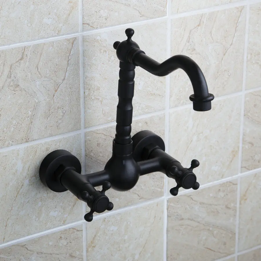Swivel Spout Bathroom Sink Faucet Double Cross Handle Hot And Cold Water Mixer