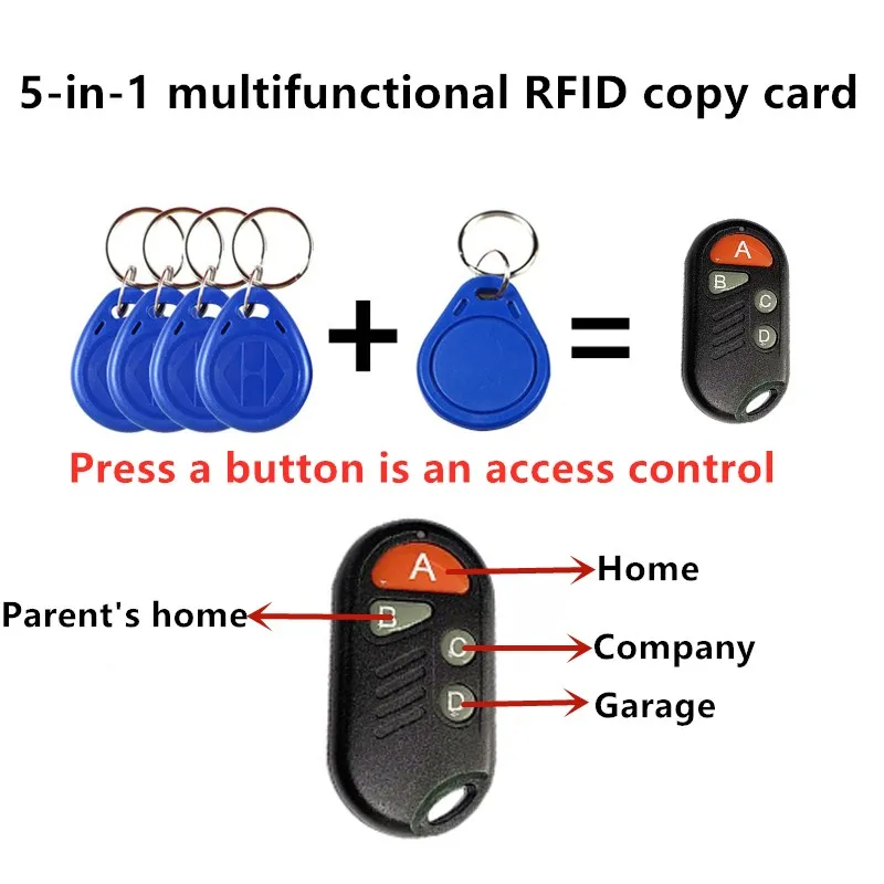 1Pc RFID Multiple Keyfob 4 or 5 in 1 125khz T5577 EM ID Writable IC 13.56Mhz 1k S50 UID Changeable Card Tag | Безопасность и