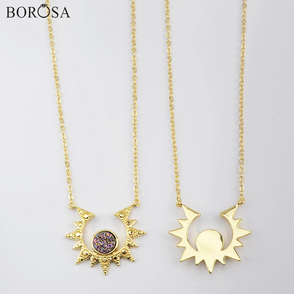 Ожерелье с подвеской BOROSA из натурального агата и титана 18 дюймов золотое