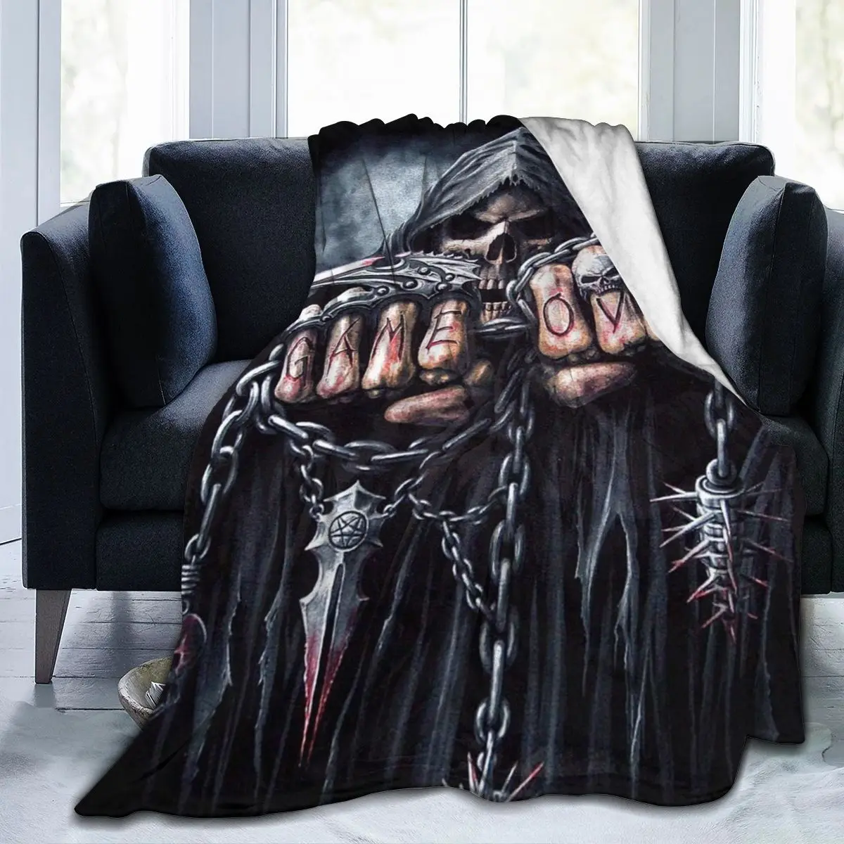

Fashion 3D Skull Skeleton Personality Printed Flannel Blanket Sheet Bedding Soft Blanket Bed Cover Home Textile Decoration