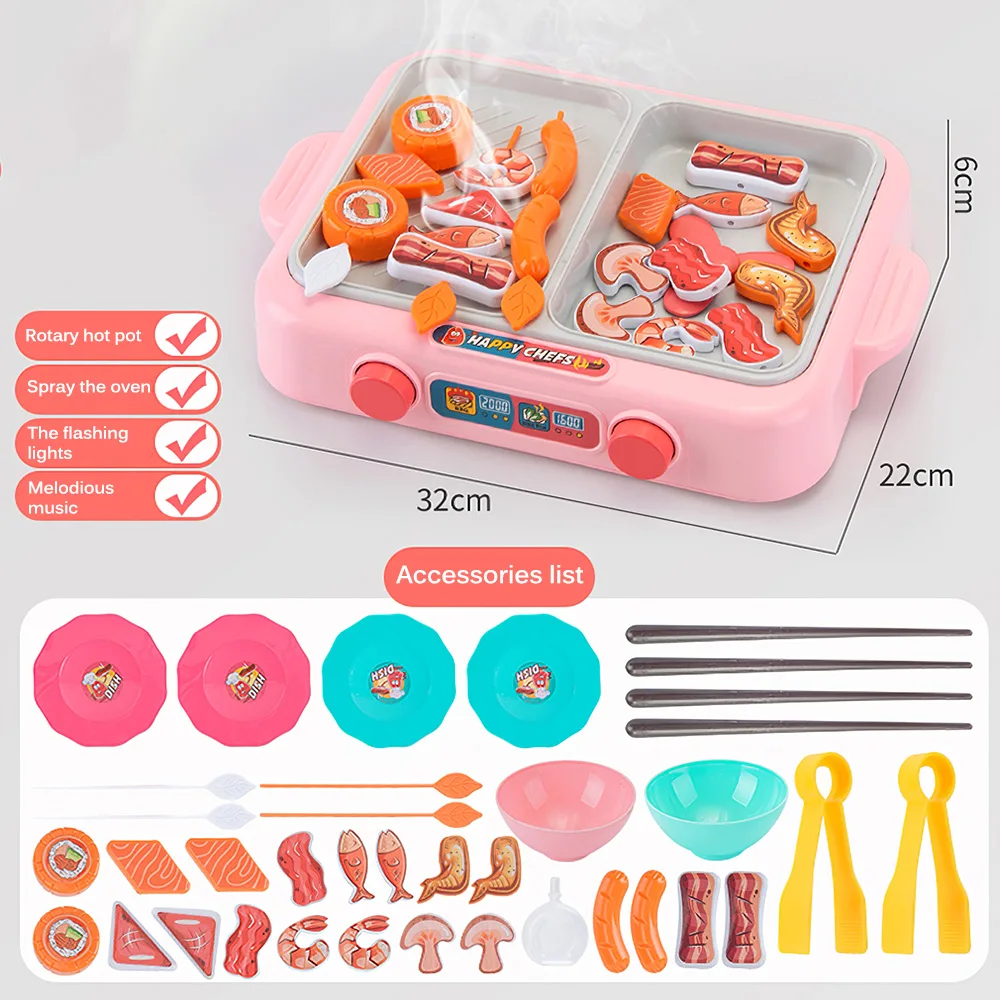 

Children Food Barbecue Fire Boiler Toy Simulation Kitchen Cooking Practice Clamp Chopsticks Game Kitchen Cook Dinner Toys Gift