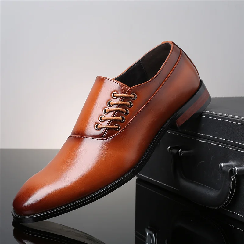 

Men's Leather Loafers Fashion Business Oxford Shoes British Trend Slip-On Shoes High Quality Comfortable Casual Men Shoes