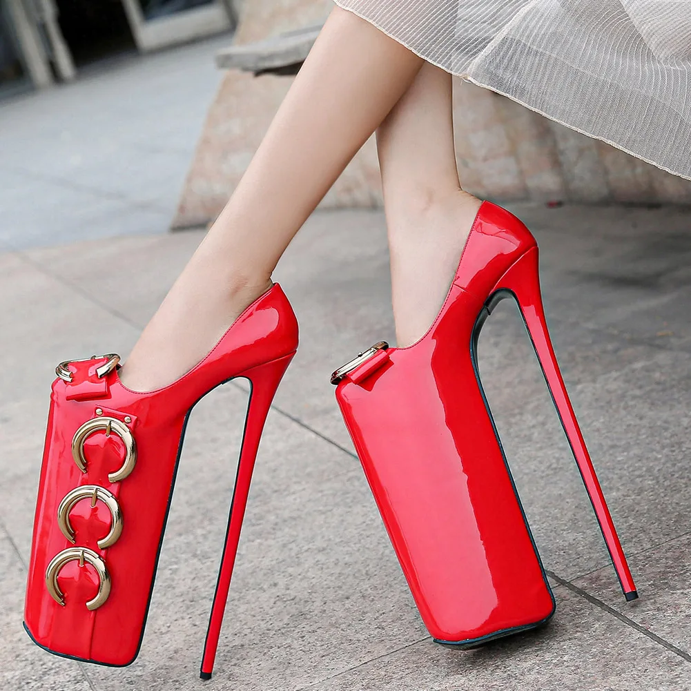 

Женские блестящие туфли на шпильке 30 см, туфли-лодочки с металлическим декором для ночного клуба, размер 35-46, 2023